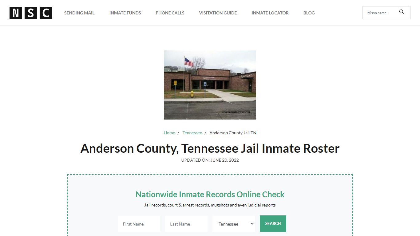 Anderson County, Tennessee Jail Inmate List